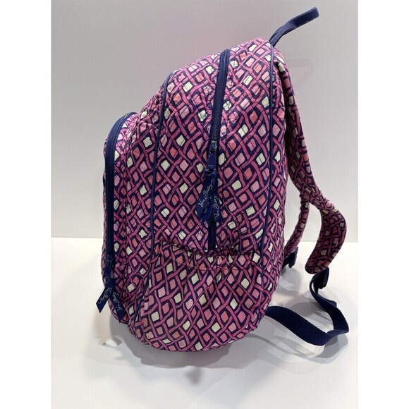VERA BRADLEY Katalina Pink Diamonds Campus Backpack Blue White Bag Retired main image 16